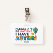 Badge Personnalisé j'ai l'ID d'autisme (Devant avec clip)