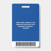 Badge personnalisé - Logo, Photo, Nom et Code-barr (Arrière)