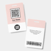 Badge personnalisé pour employés avec code QR, cod (Avant & arrière)