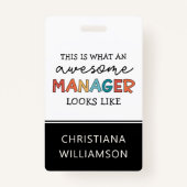 Badge Personnalisé Retro Awesome Manager Drôle (Devant)