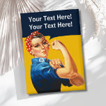 Badge Personnalisé Rosie le Riveter Vintage Retro<br><div class="desc">Ajoutez votre propre texte à ce design Rosie le Riveter personnalisable.</div>