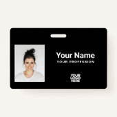 Badge Personnalisé Total noir Logo photo de l'employé La (Devant)