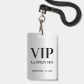 Badge Personnalisé VIP All Access Concert Faux Silver (Avant avec lanière)