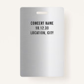 Badge Personnalisé VIP All Access Concert Faux Silver (Dos)