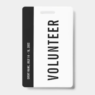 Badge Personnel de l'événement noir et blanc toutes accè