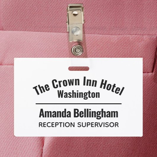 Badge Personnel De L'Hôtel Nommé Identité