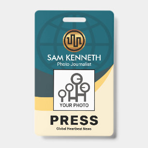 Badge Personnel de presse de la vague mondiale élégante