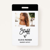 Badge Personnel de script décontracté | Photo et main ti (Devant)