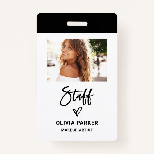 Badge Personnel de script décontracté | Photo et main ti (Devant)