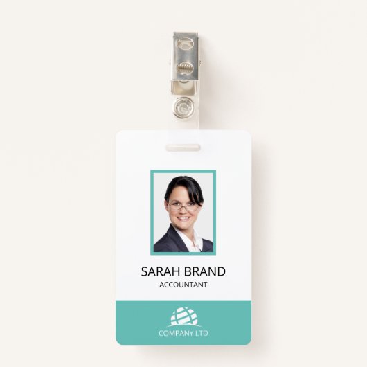 Badge Personnel d'ID d'entreprise simple (Devant avec clip)