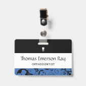 Badge Personnel du service dentaire Pro Damask (Avant avec clip)
