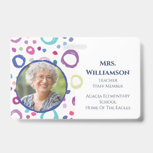 Badge Personnel enseignant et enseignant moderne ID phot (Avant)