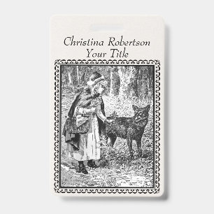Badge Petit Chaperon Rouge Illustration Noir Blanc Cadre