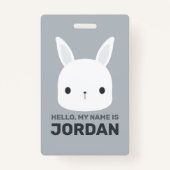 Badge Petit lapin de lapin mignon avec nom personnalisé (Devant)