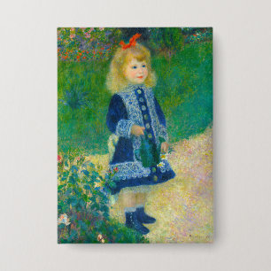 Badge Petite fille en bleu Renoir avec canne à eau