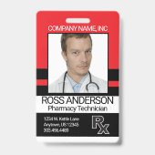 Badge Pharmacy Technician - Red, Black and White (Avant)