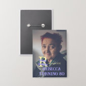 Badge Photo 80e anniversaire ajouter nom date moderne vi (Recto/Verso)
