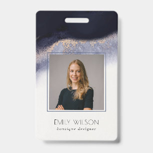 Badge Photo Abstrait Marine Black Gold Watercolor Laver