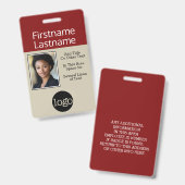 Badge Photo avec logo et nom de l'entreprise (Front & Back)