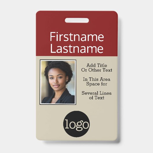 Badge Photo avec logo et nom de l'entreprise (Front)