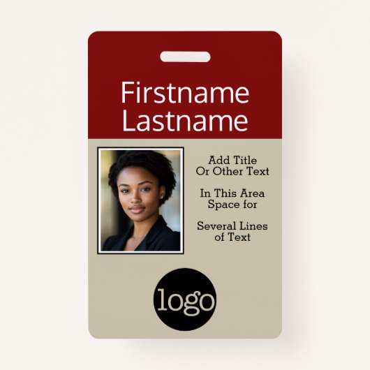 Badge Photo avec logo et nom de l'entreprise (Devant)