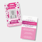 Badge Photo Bénévole Joyeuses Heureuses Marguerites Blan (Avant & arrière)