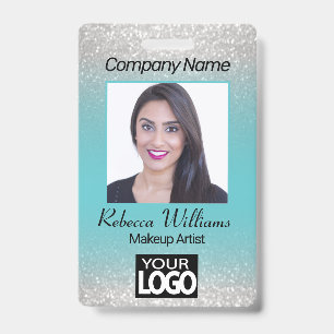 Badge Photo - Bleu avec Faux Strass