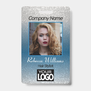Badge Photo - Bleu foncé avec faux brillants