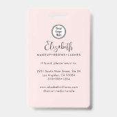 Badge Photo Blush Pink Script Your Logo Here Makeup ID (Arrière)