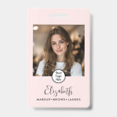Badge Photo Blush Pink Script Your Logo Here Makeup ID (Avant)