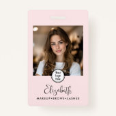 Badge Photo Blush Pink Script Your Logo Here Makeup ID (Devant)