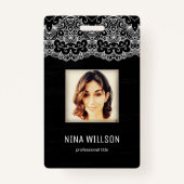 Badge Photo Business ID Et Dentelle Blanche (Devant)