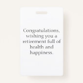 Badge photo cadeau de retraite de l'infirmière avec mess (Dos)