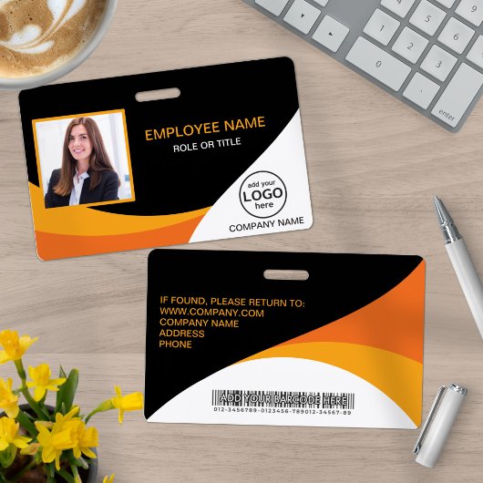 Badge Photo Code-barre employé de l'entreprise Orange Ja