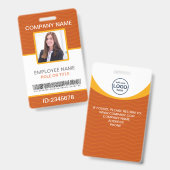Badge Photo Code-barre employé de l'entreprise Orange Ja (Avant & arrière)