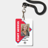 BADGE PHOTO D'ACCÈS DU PERSONNEL PASSE DE SÉCURITÉ D'IDE (Face avec cordon)