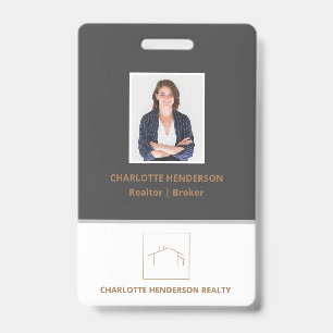 Badge Photo d'agent immobilier gris moderne