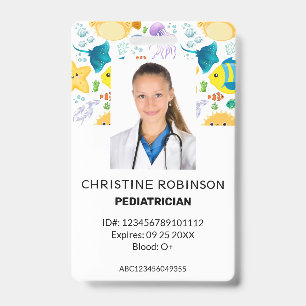 Badge Photo d'animaux marins mignons pour pédiatre