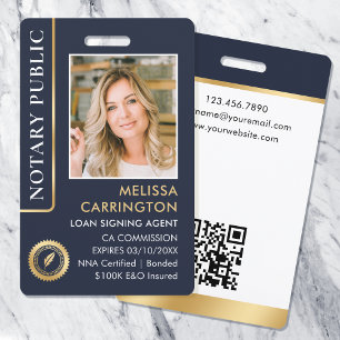 Badge Photo de carte d'identité de notaire public avec c