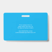 Badge Photo de code-barres d'identification de l'employé (Arrière)