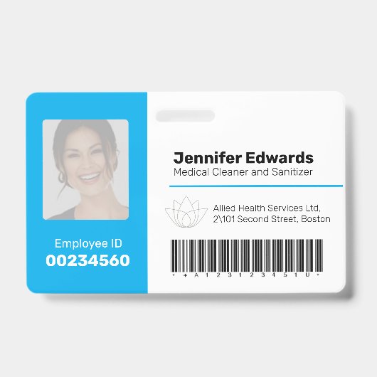 Badge Photo de code-barres d'identification de l'employé (Avant)