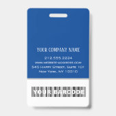 Badge Photo de code-barres Nom Carte d'identité Vertical (Arrière)