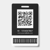 Badge Photo de code-barres Qr d'employé moderne minimal (Arrière)