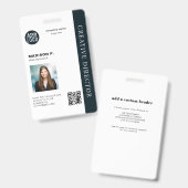 Badge Photo de code QR personnalisé pour l'ID d'employé  (Avant & arrière)