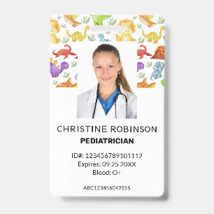 Badge Photo de dinosaure mignon pour pédiatre
