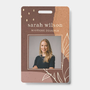 Badge Photo de feuillage abstrait rouille rose orange