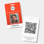 Badge Photo de la carte d'identité de l'employé Code QR  (Avant & arrière)