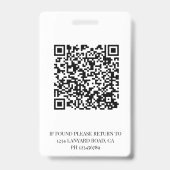 Badge Photo de la carte d'identité de l'employé Code QR  (Arrière)