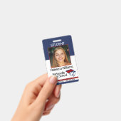 Badge photo de l'école / de l'employé - rouge et b (À main)