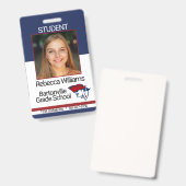 Badge photo de l'école / de l'employé - rouge et b (Recto et verso)